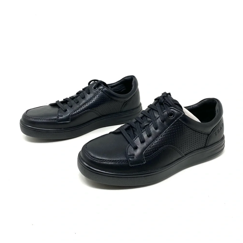 Traq by Alegria Black Low-Top Leather Athletic Sneaker